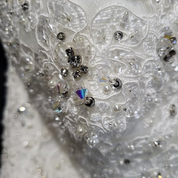 NWT~$2250~MORILEE~6/8~IVORY EMBELLISHED STRAPLESS FIT & FLARE WEDDING DRESS - Picture 4 of 16